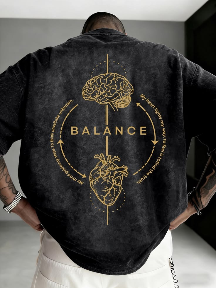 Balance Mind & Heart Graphic Acid-Wash Oversized T-shirt
